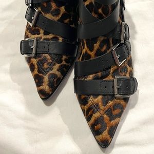 Ash Leopard Print Buckle Bootie NWOT Size 38